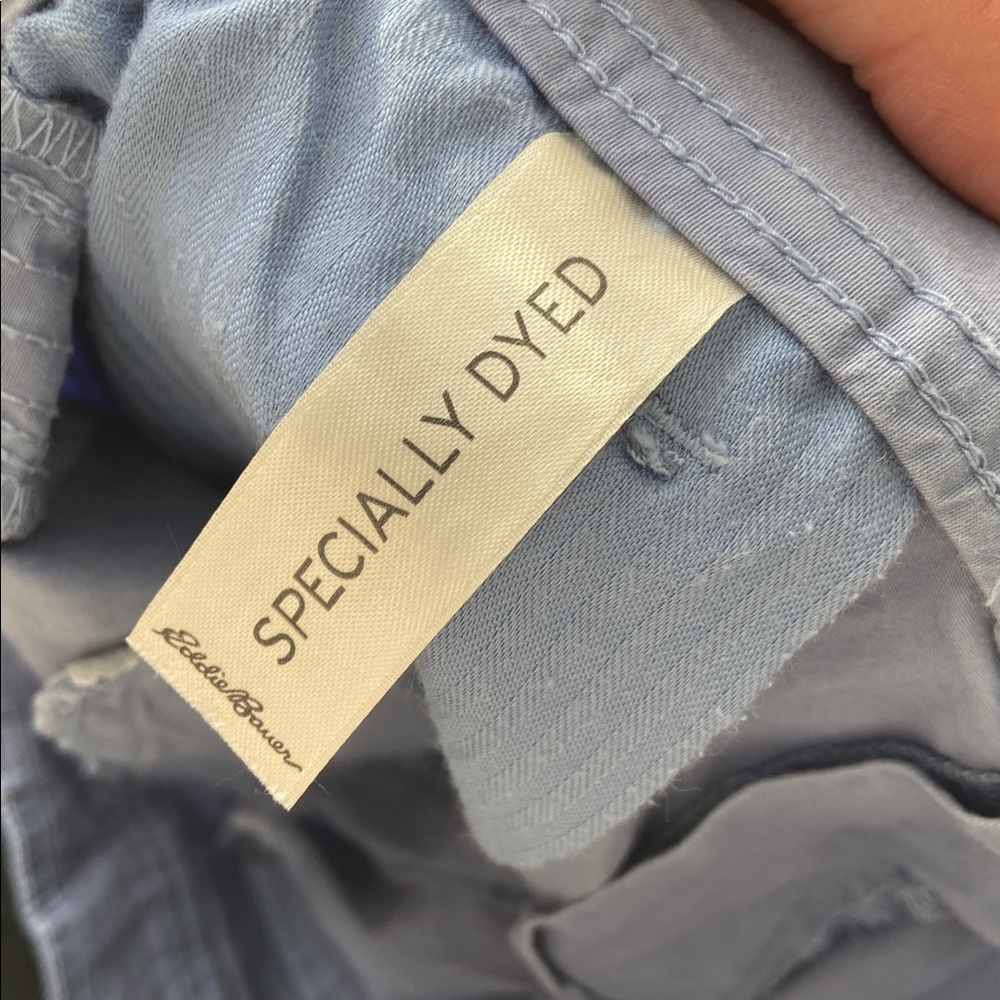 Eddie Bauer cornflower blue cotton chino crop pants size womens 10 - Picture 3 of 7